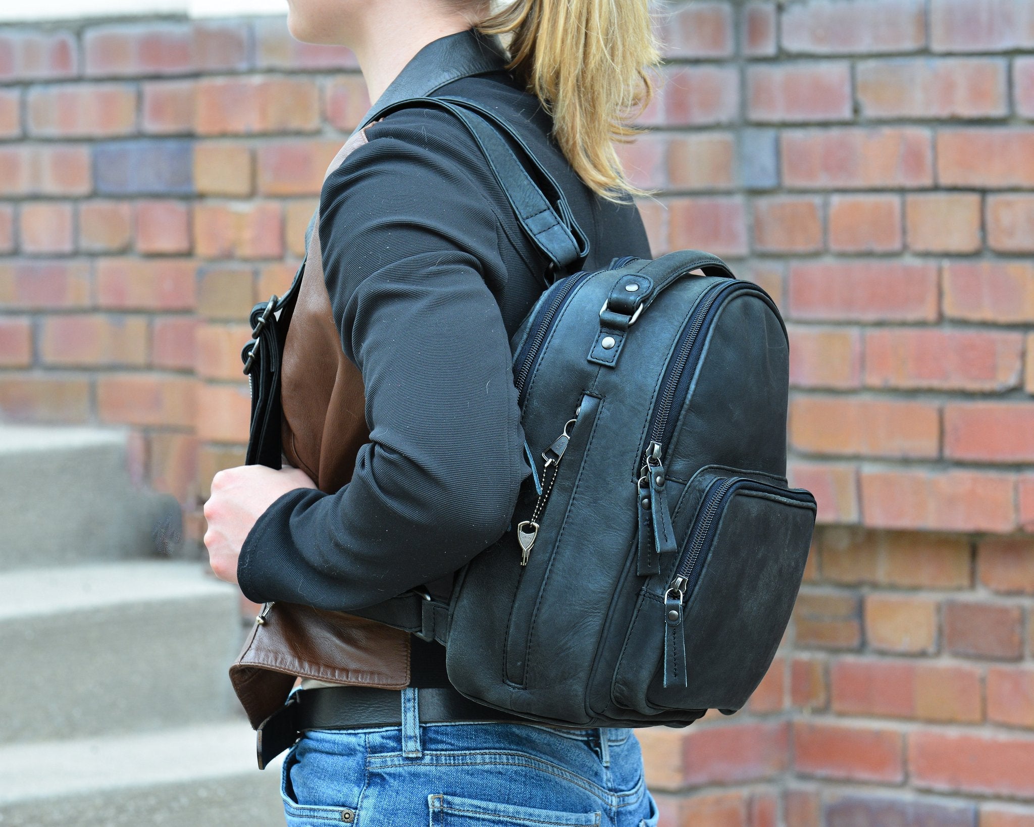Concealed Carry Reese Unisex Leather Backpack by Lady Conceal