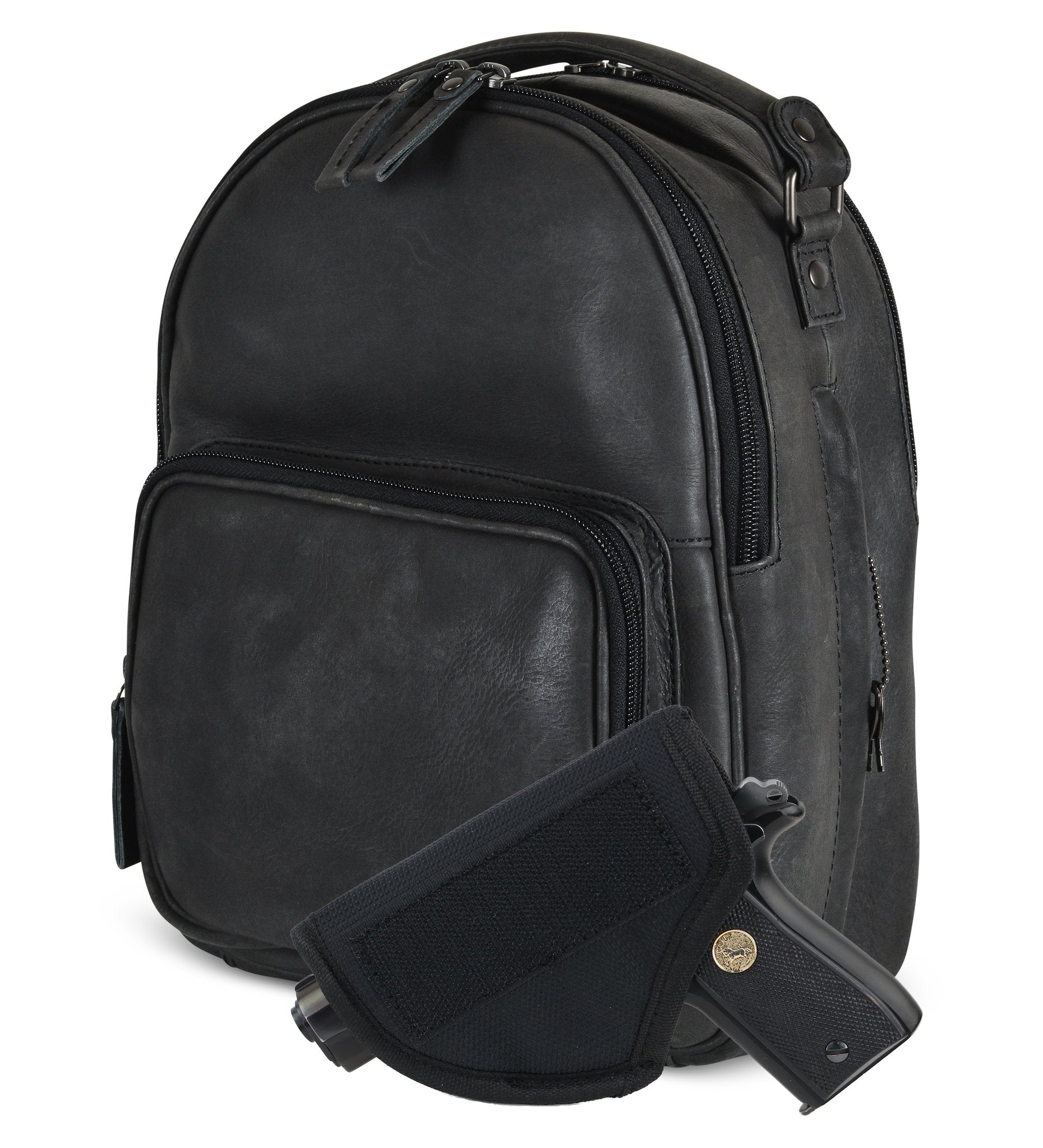 Concealed Carry Reese Unisex Leather Backpack by Lady Conceal