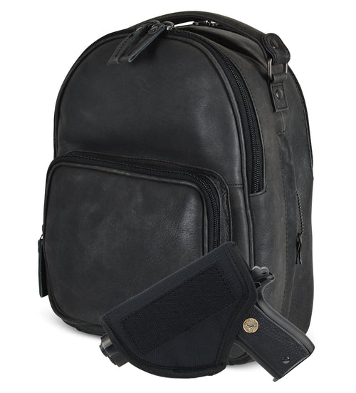 Concealed Carry Reese Unisex Leather Backpack by Lady Conceal