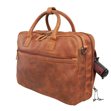 Concealed Carry Hayden Leather Computer Briefcase with RFID Organizer by Lady Conceal