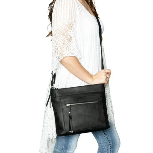 Concealed Carry Delaney Unisex Leather Crossbody by Lady Conceal