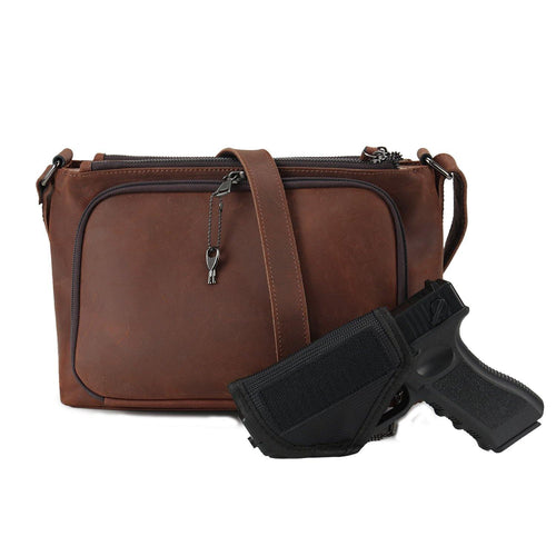 Concealed Carry Brynlee Distressed Leather Crossbody by Lady Conceal