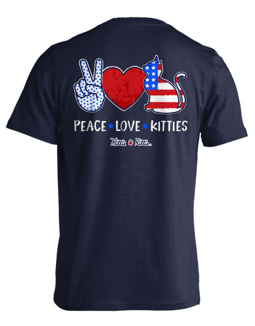 KITTIE KITTIE - PEACE, LOVE, KITTIES Gildan 6.0 OZ NON-POCKET SHORT SLEEVE, NAVY BLUE