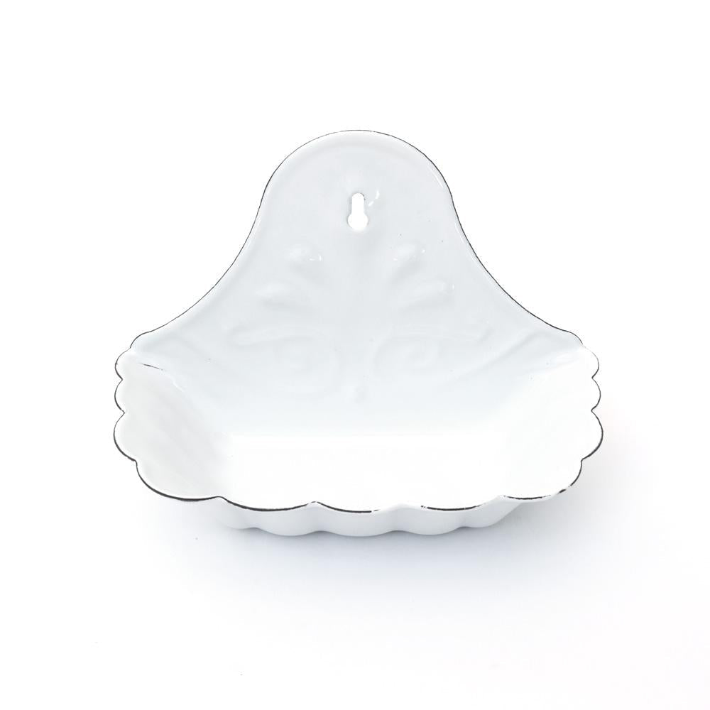 Finchberry Scalloped White Enameled Metal Soap Dish