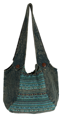 Earth Divas - Stonewashed Strip Hobo Bag