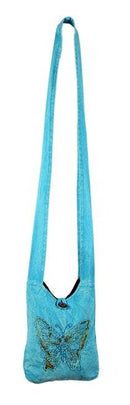 Earth Divas - Stylish Turquoise Small Cotton Cross-Body Shoulder Bag