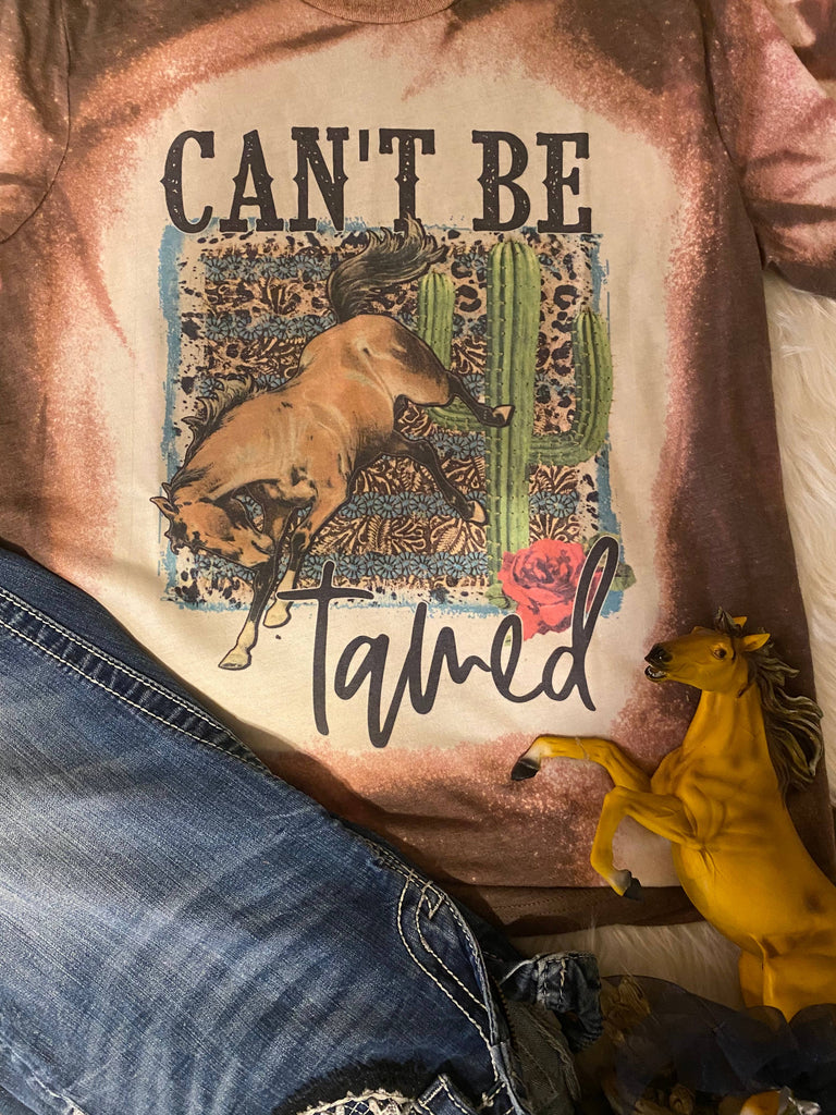 Class & Sass Designs - Can’t Be Tamed Western Bleached Tee