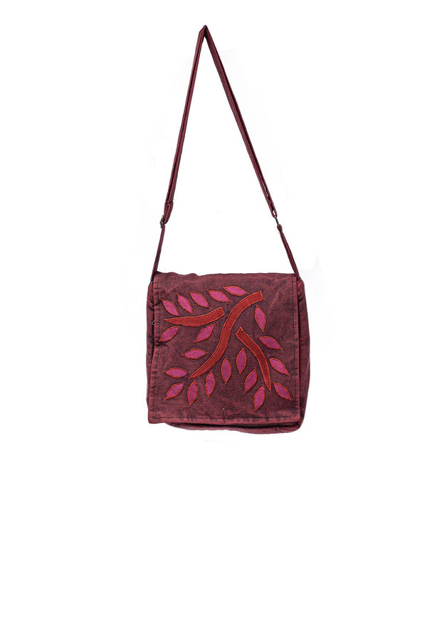 Earth Divas - Falling Leaves Cotton Crossbody Flap Bag