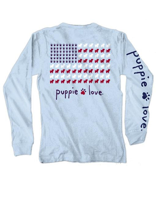 PUPPIE LOVE - PUPPIE USA FLAG, ADULT LS