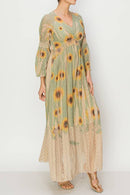 Origami Apparel ~  Sunflowers and Sage Lace and Crochet Inspired OLS-4658TP/SAGE SUN FL