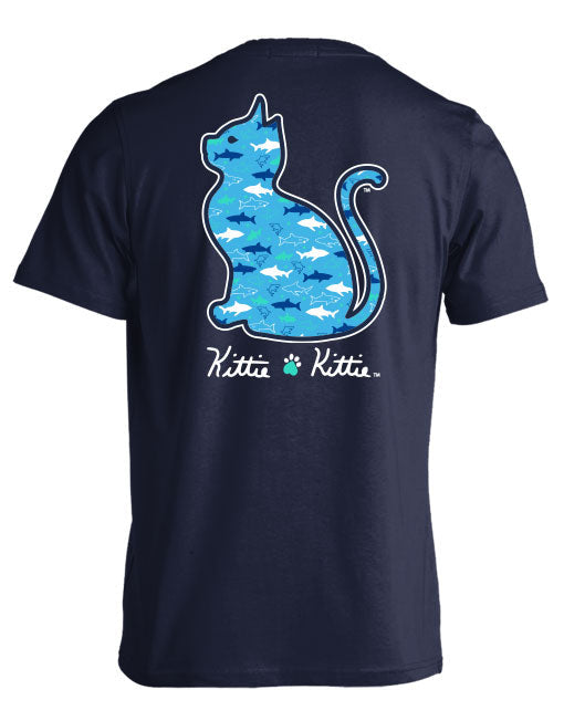 KITTIE KITTIE - SHARK KITTIE NON-POCKET SHORT SLEEVE, NAVY BLUE
