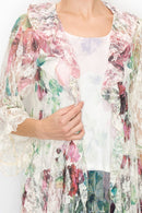 Origami Apparel ~  Big Rose Ruffle Cardigan Lace Inspired - OLS-4495BG/BIG ROSE