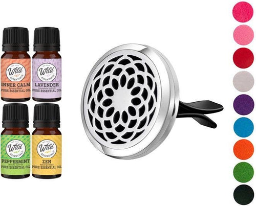 Wild Essentials - Sunflower Car Vent Diffuser with 4 Essential oils