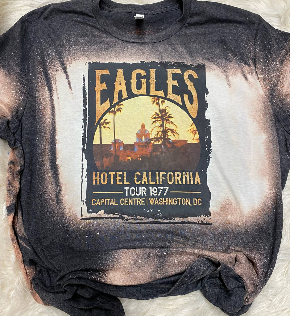 Class & Sass Designs - Eagles Hotel California Bleached Tee
