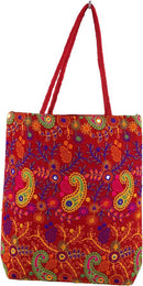 Sacred Threads - Paisley Adorned Red Indian Bag