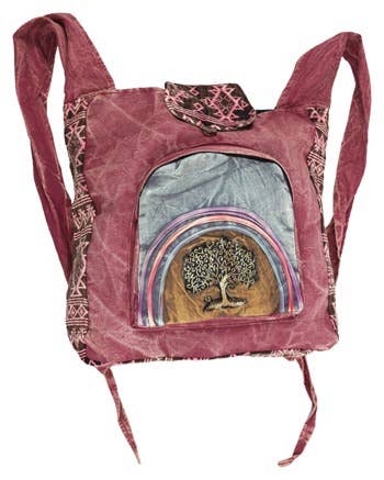 Earth Divas - Plum tree of life embroidered crossbody tie at top bag