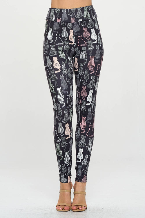 Cat Print Leggings with a Variety Of Cat Prints