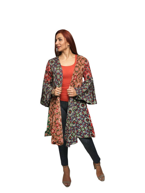 Sacred Threads - Tribal Patchwork Bell Sleeve Cardigan