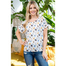 LA Soul - Colorful Cat Print Short Sleeve Top