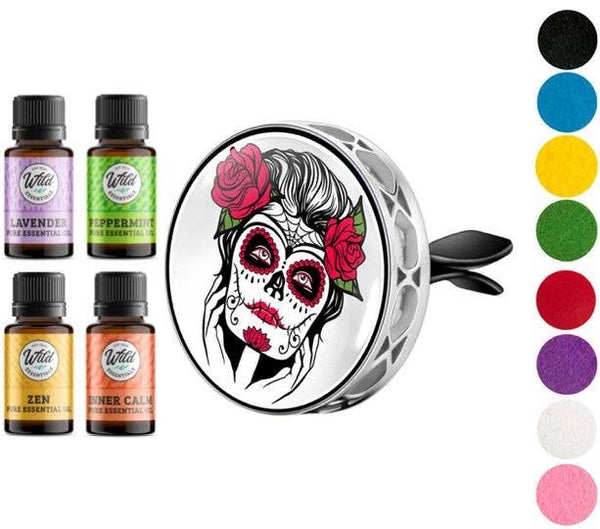 Wild Essentials - Sugar Skull Tattoo Car Vent Diffuser With Four Oils