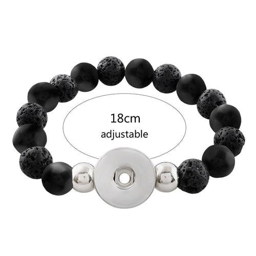 Aromatherapy Black Lava Rock Sandy Snap Interchangeable Charm Bracelet