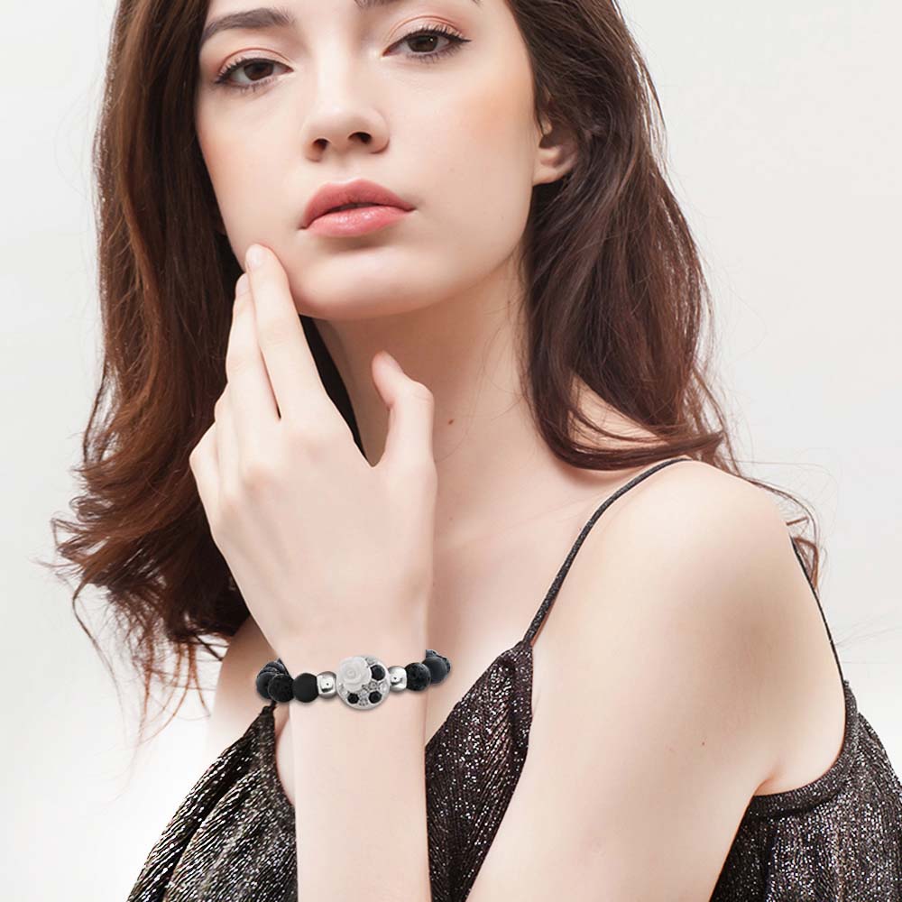 Aromatherapy Black Lava Rock Sandy Snap Interchangeable Charm Bracelet