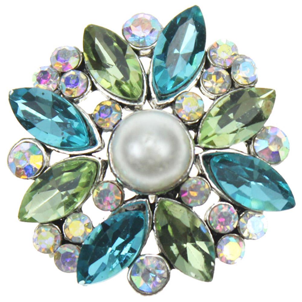 Green and Blue Crystal with Pearl Sandy Snap Interchangeable Charm