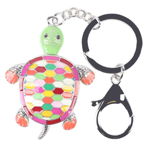 Enamel Alloy Multi-Colored Tortoise Key Chain / Handbag Charm