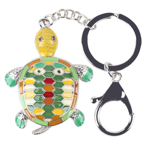 Enamel Alloy Multi-Colored Tortoise Key Chain / Handbag Charm