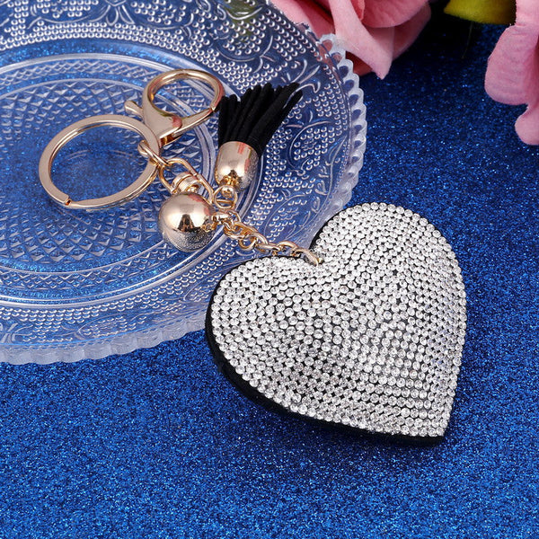 Jeweled Heart with Tassel Key Chain / Handbag Charm