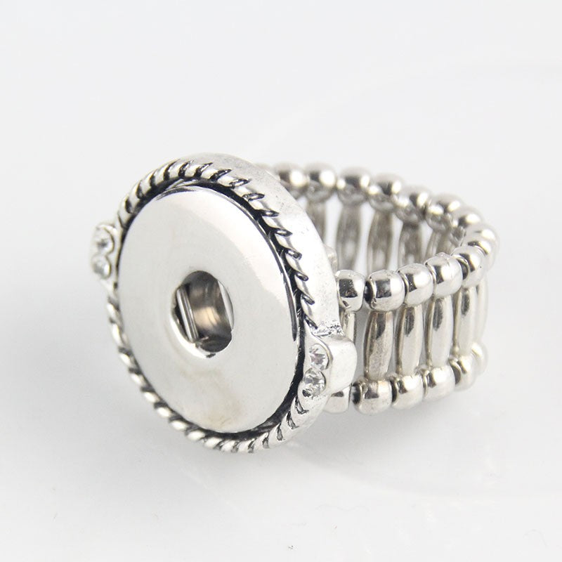 Elastic Stretchable Rhinestone Sandy Snap Interchangeable Charm Ring
