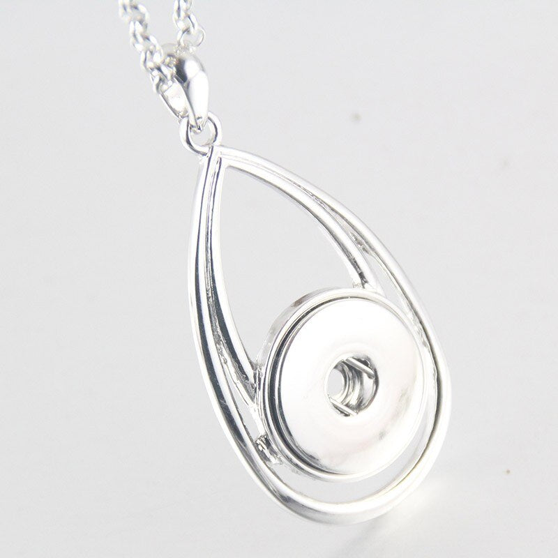 Water Drop Shape Sandy Snap Interchangeable Charm Necklace & Earring Set