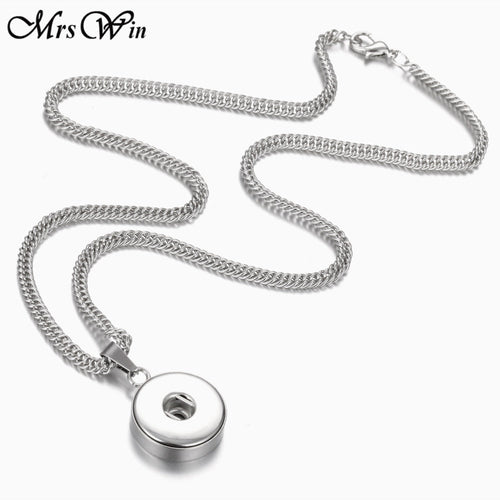 Stainless Steel Pendant Sandy Snap Interchangeable Charm Necklace
