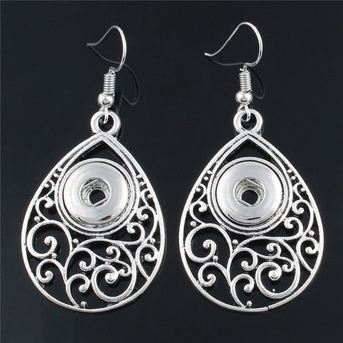 Filigree Teardrop Sandy Snap Interchangeabe Charm Necklace & Earring Set