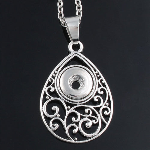 Filigree Teardrop Sandy Snap Interchangeabe Charm Necklace & Earring Set