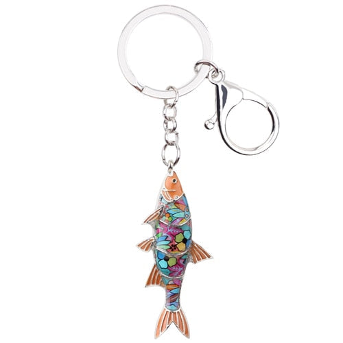 Enamel Alloy Multi-Colored Freshwater Fish Key Chain / Handbag Charm