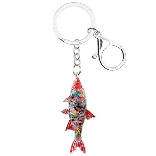 Enamel Alloy Multi-Colored Freshwater Fish Key Chain / Handbag Charm