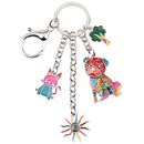 Enamel Alloy Multi-Colored 4 Charm Key Chain / Handbag Charm