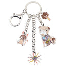 Enamel Alloy Multi-Colored 4 Charm Key Chain / Handbag Charm