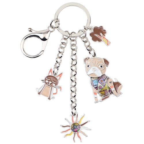 Enamel Alloy Multi-Colored 4 Charm Key Chain / Handbag Charm