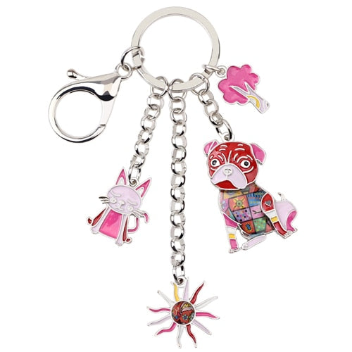 Enamel Alloy Multi-Colored 4 Charm Key Chain / Handbag Charm