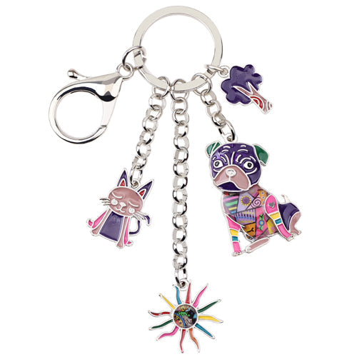 Enamel Alloy Multi-Colored 4 Charm Key Chain / Handbag Charm