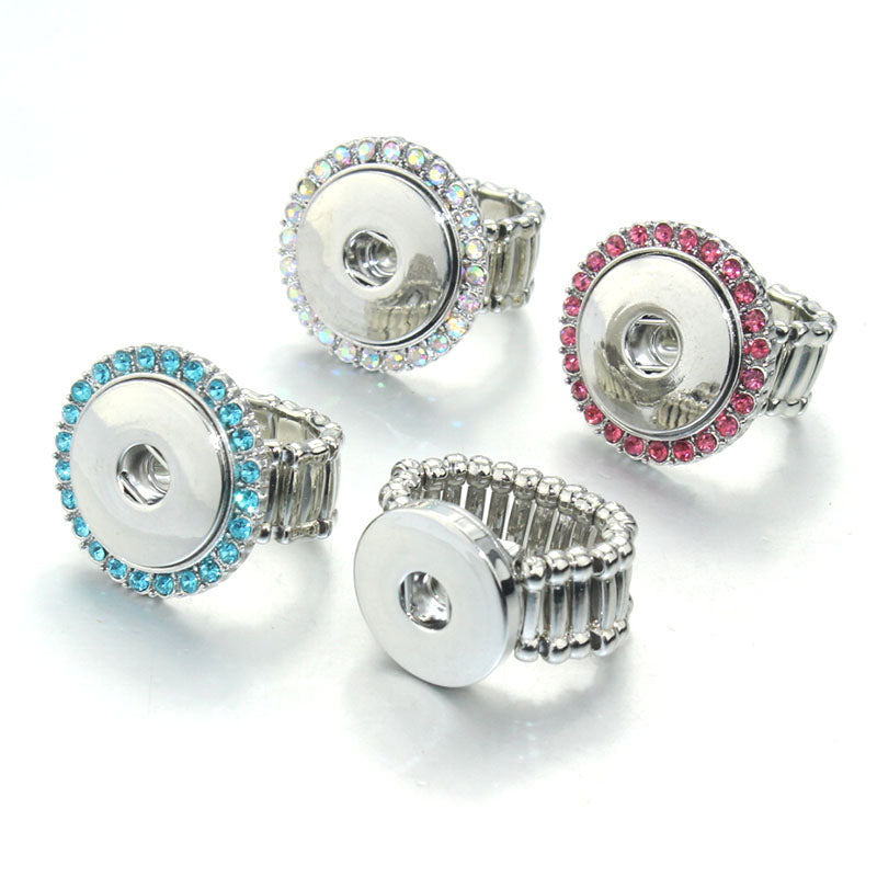 Colored Crystals Elastic Stretchable Snap Ring Interchangeable Charm Ring