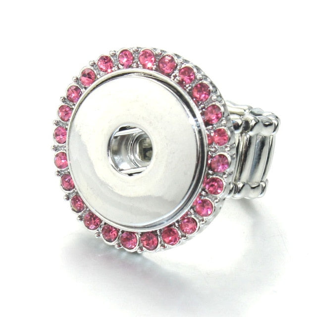 Colored Crystals Elastic Stretchable Snap Ring Interchangeable Charm Ring