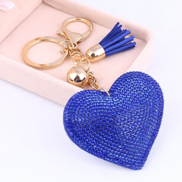 Jeweled Heart with Tassel Key Chain / Handbag Charm