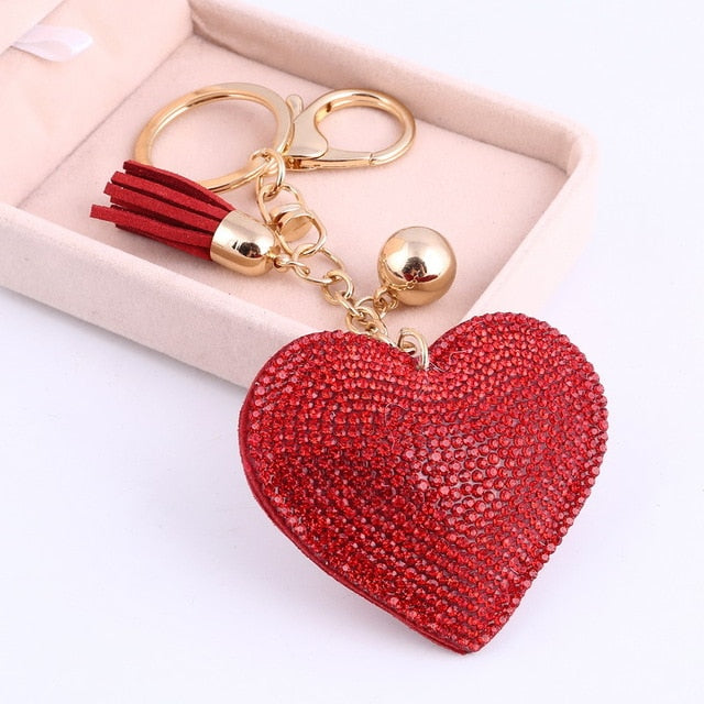 Jeweled Heart with Tassel Key Chain / Handbag Charm