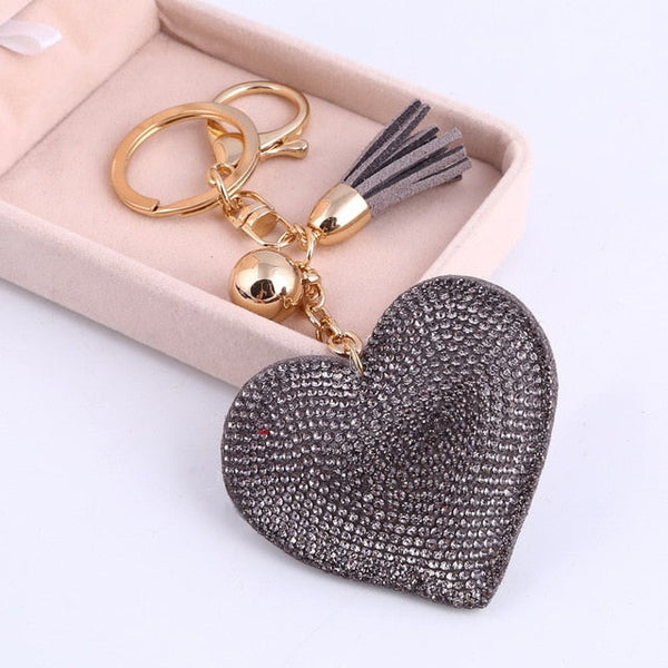 Jeweled Heart with Tassel Key Chain / Handbag Charm