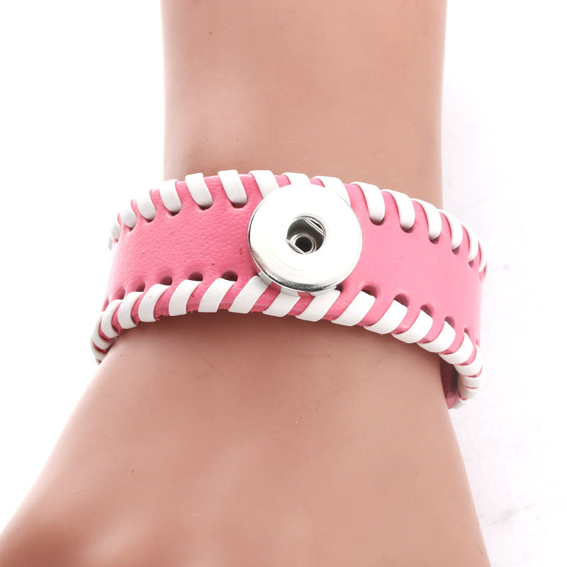 Laced Leather Sandy Snap Interchangeable Charm Bracelet