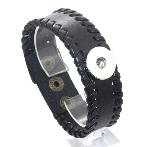 Laced Leather Sandy Snap Interchangeable Charm Bracelet