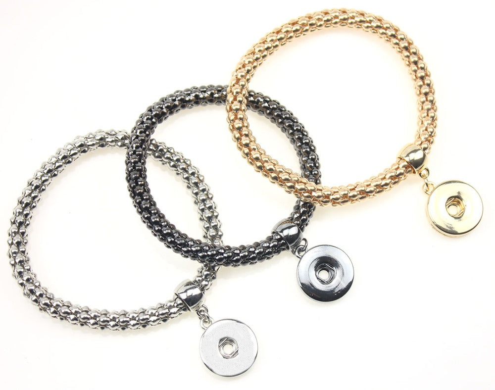 Braided Metal Sandy Snap Interchangeable Charm Bracelet